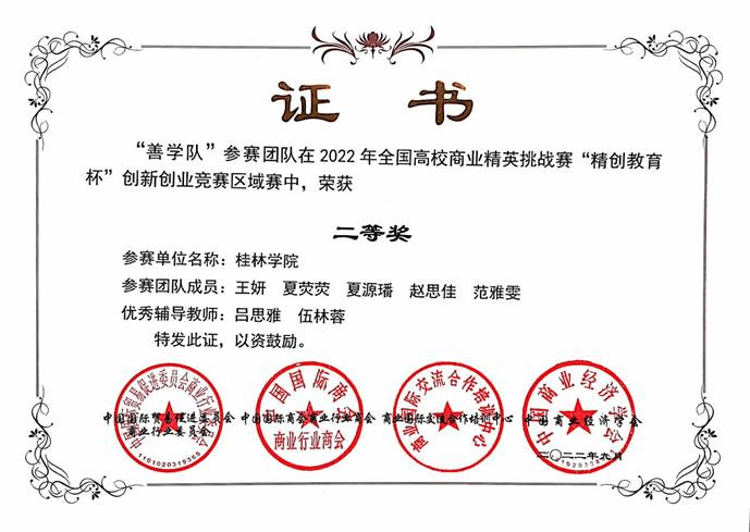 图1 吕思雅、伍林蓉老师指导的“善学队”荣获区域赛二等奖